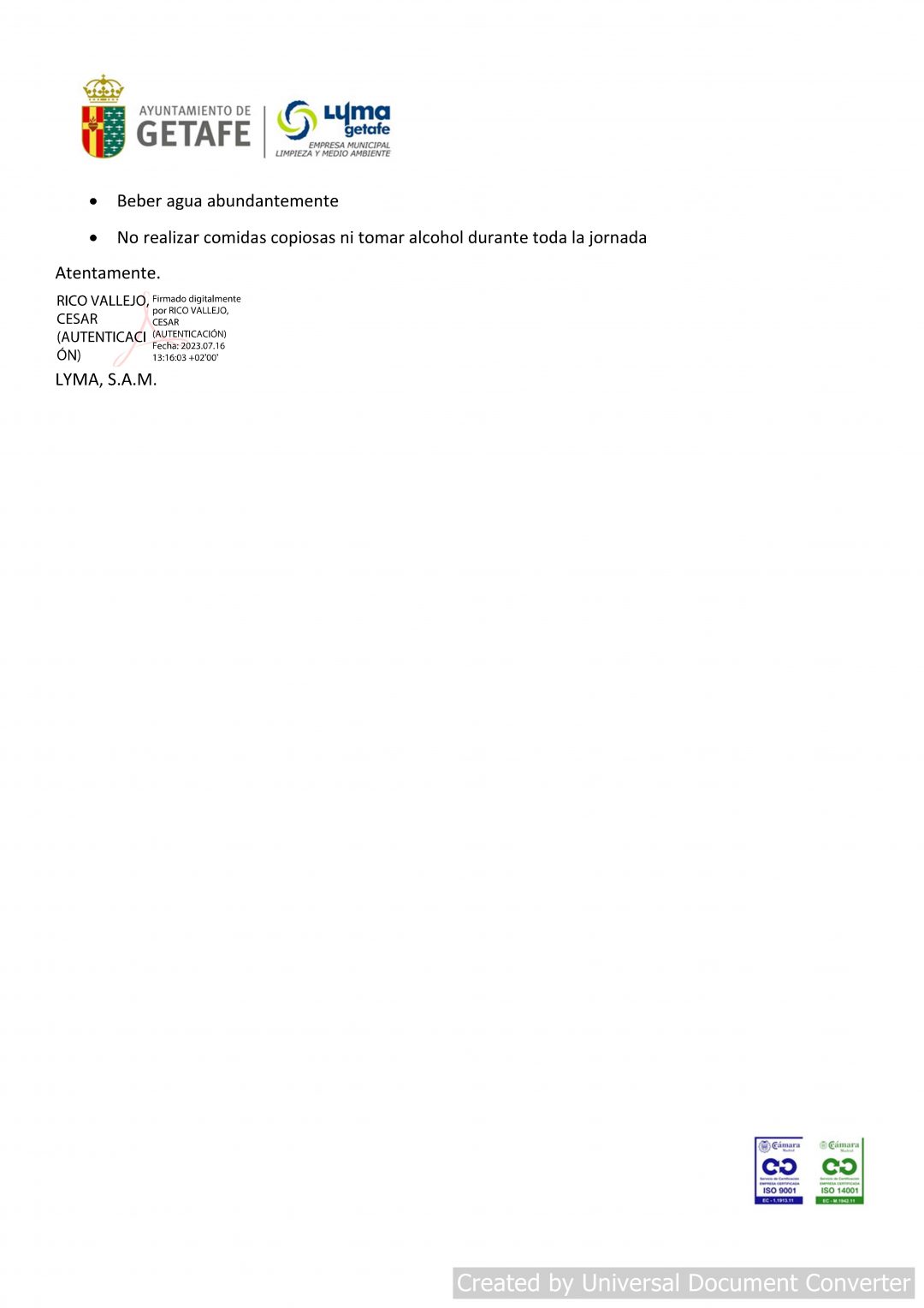 ACTUACION ALTAS TEMPERATURAS